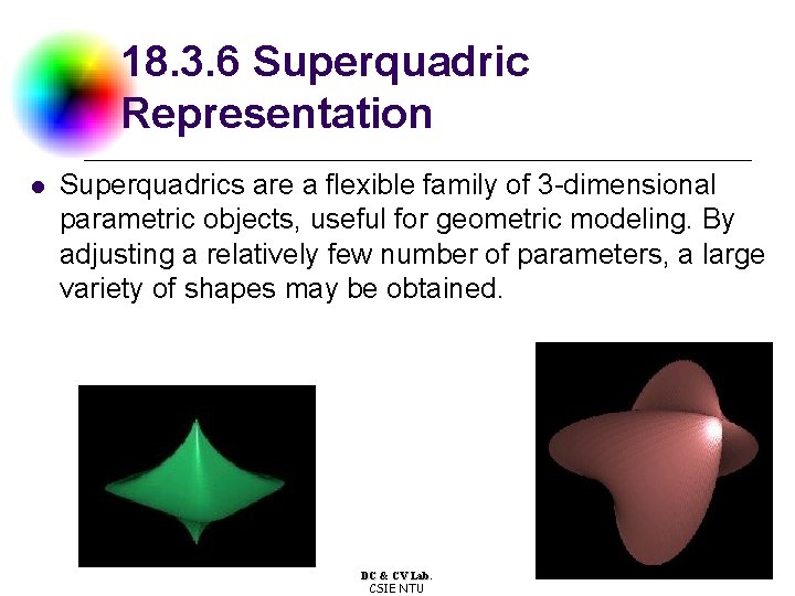 18. 3. 6 Superquadric Representation l Superquadrics are a flexible family of 3 -dimensional