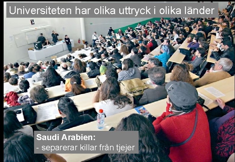 Universiteten har olika uttryck i olika länder Saudi Arabien: - separerar killar från tjejer