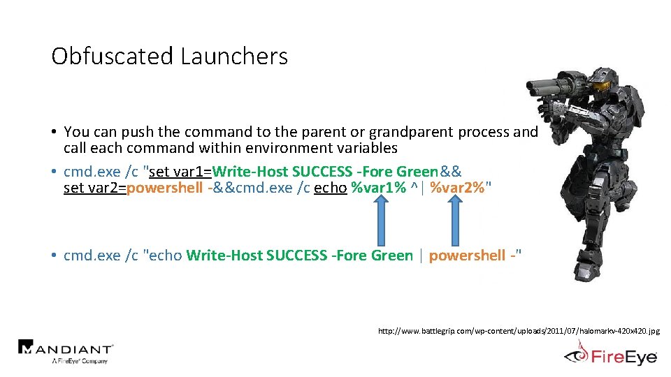 Obfuscated Launchers • You can push the command to the parent or grandparent process