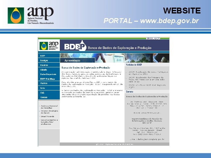 WEBSITE PORTAL – www. bdep. gov. br 