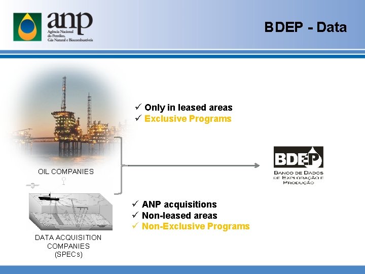 BDEP - Data ü Only in leased areas ü Exclusive Programs OIL COMPANIES ü