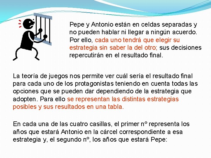 Pepe y Antonio están en celdas separadas y no pueden hablar ni llegar a