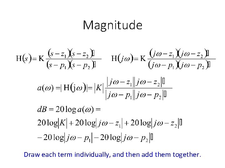 Magnitude Draw each term individually, and then add them together. 