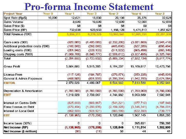 Pro-forma Income Statement 