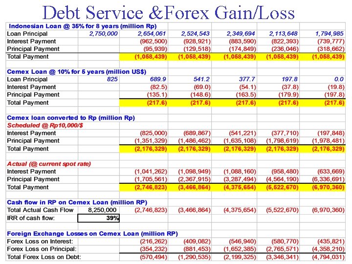 Debt Service &Forex Gain/Loss 