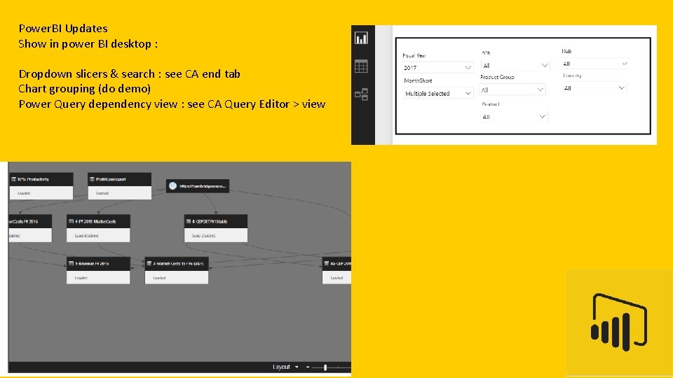 Power. BI Updates Show in power BI desktop : Dropdown slicers & search :