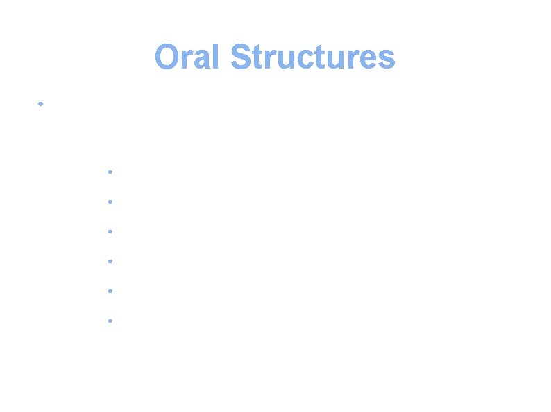 Oral Structures ● Hard tissues: ● Enamel ● Dentine ● Cementum ● Alveolar bone