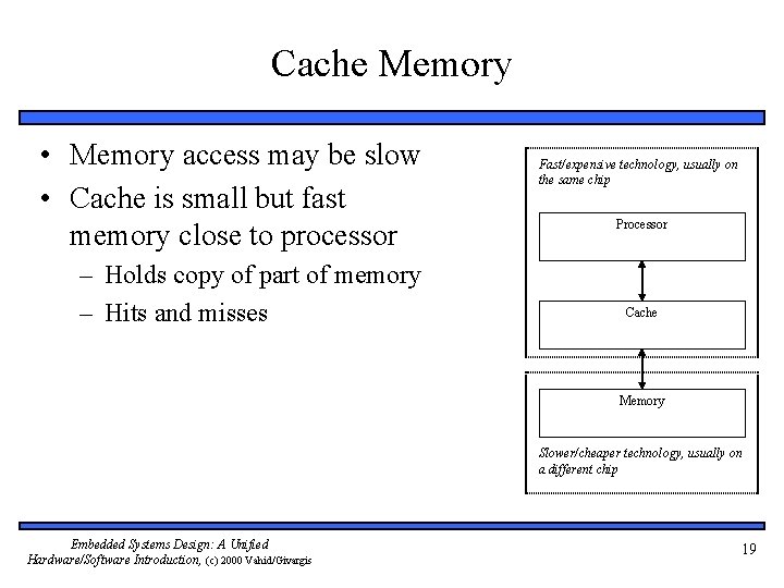 Cache Memory • Memory access may be slow • Cache is small but fast