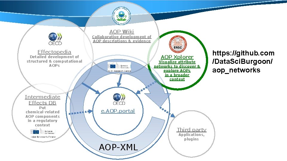 AOP Wiki Collaborative development of AOP descriptions & evidence Effectopedia AOP Xplorer Detailed development