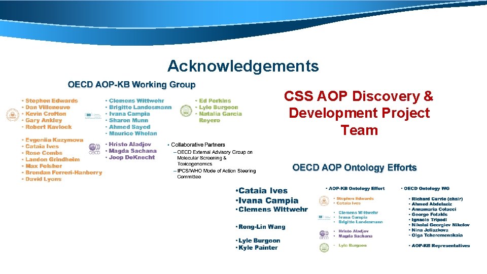 Acknowledgements CSS AOP Discovery & Development Project Team 