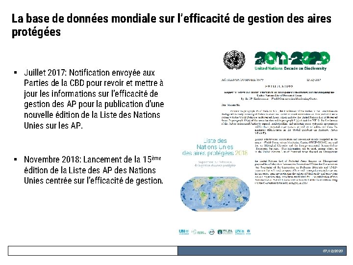 La base de données mondiale sur l’efficacité de gestion des aires protégées § Juillet