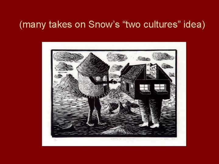 (many takes on Snow’s “two cultures” idea) 