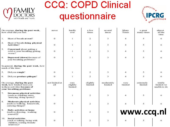 CCQ: COPD Clinical questionnaire www. ccq. nl 