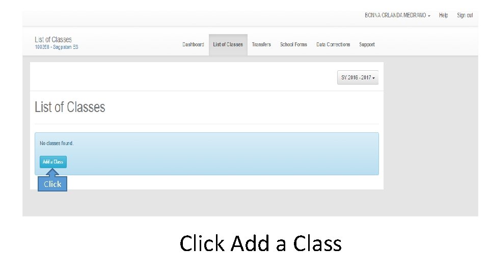Click Add a Class 