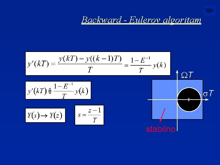 Backward - Eulerov algoritam WT s. T 1 stabilno 