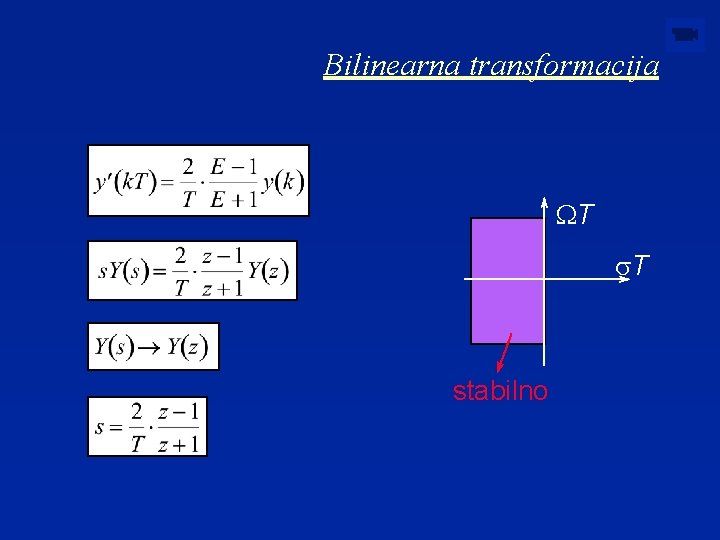 Bilinearna transformacija WT s. T stabilno 