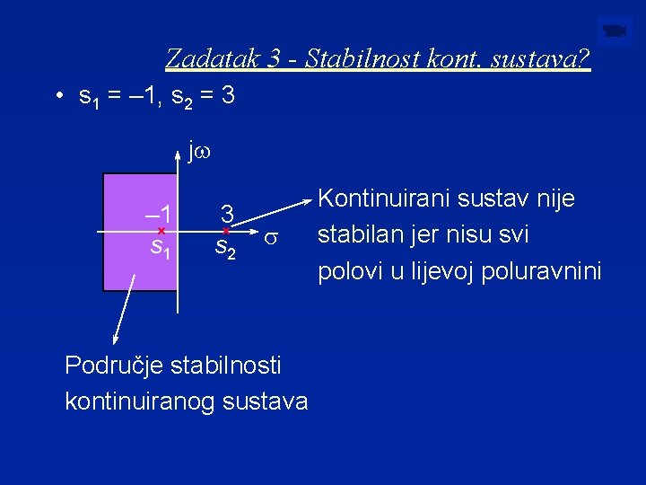 Zadatak 3 - Stabilnost kont. sustava? • s 1 = – 1, s 2