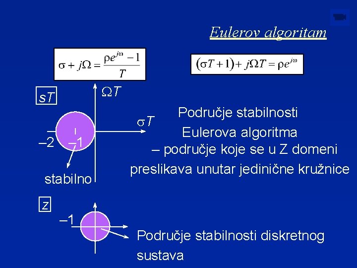 Eulerov algoritam WT s. T – 2 – 1 stabilno z Područje stabilnosti s.