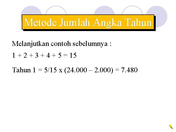Metode Jumlah Angka Tahun Melanjutkan contoh sebelumnya : 1 + 2 + 3 +