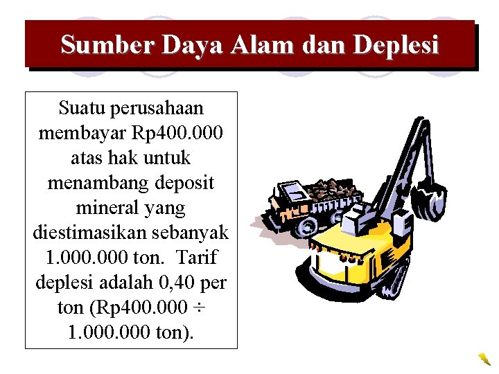 Sumber Daya Alam dan Deplesi Suatu perusahaan membayar Rp 400. 000 atas hak untuk