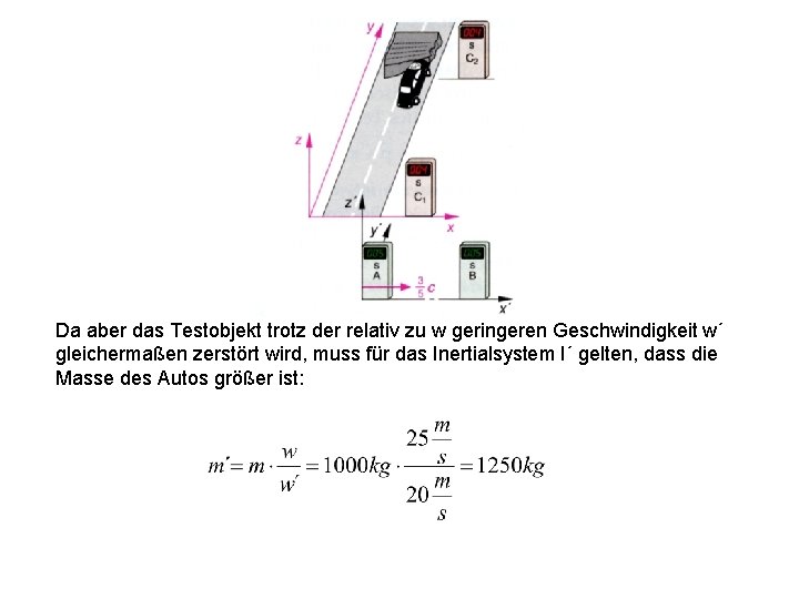 Da aber das Testobjekt trotz der relativ zu w geringeren Geschwindigkeit w´ gleichermaßen zerstört