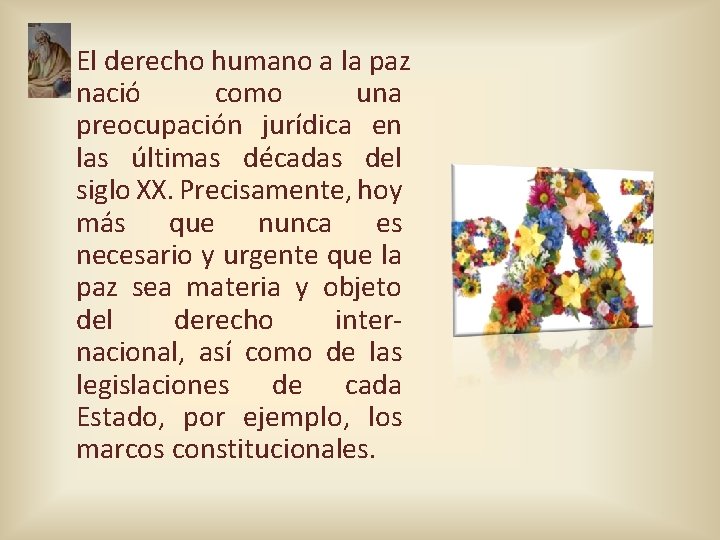 El derecho humano a la paz nació como una preocupación jurídica en las últimas