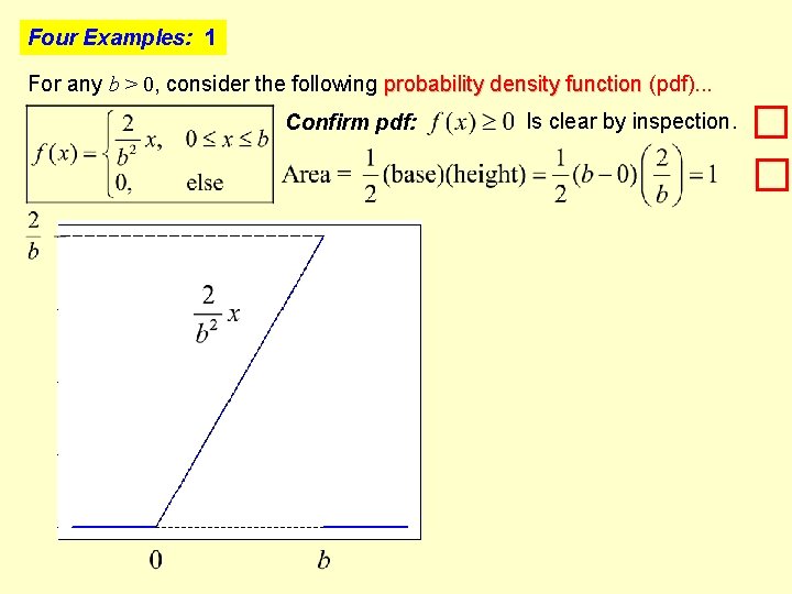 Four Examples: 1 For any b > 0, consider the following probability density function