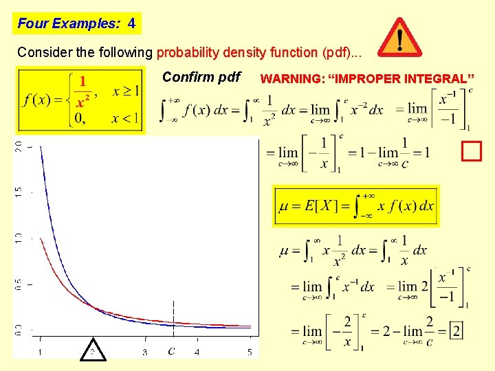 Four Examples: 4 3 Consider the following probability density function (pdf). . . Confirm