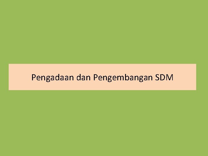 Pengadaan dan Pengembangan SDM 