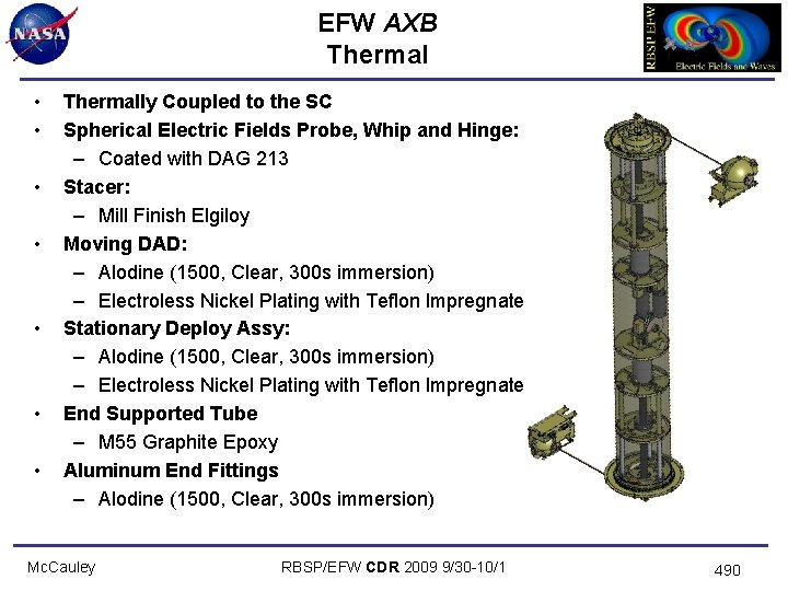 EFW AXB Thermal • • Thermally Coupled to the SC Spherical Electric Fields Probe,