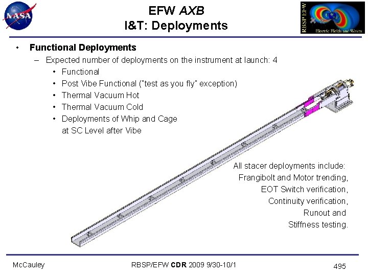 EFW AXB I&T: Deployments • Functional Deployments – Expected number of deployments on the
