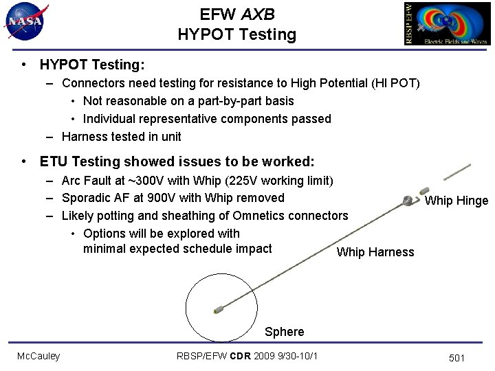 EFW AXB HYPOT Testing • HYPOT Testing: – Connectors need testing for resistance to