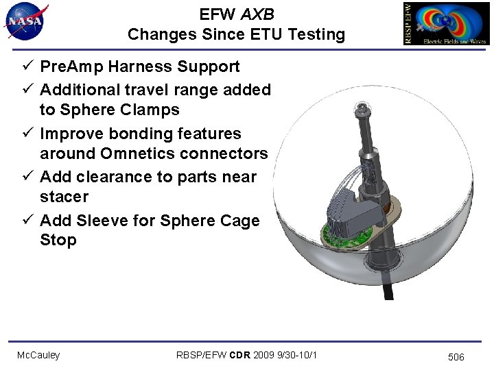 EFW AXB Changes Since ETU Testing ü Pre. Amp Harness Support ü Additional travel