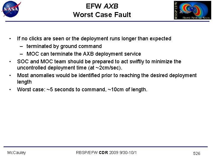 EFW AXB Worst Case Fault • • If no clicks are seen or the
