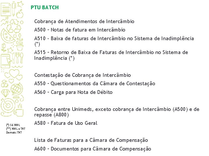 PTU BATCH Cobrança de Atendimentos de Intercâmbio A 500 – Notas de fatura em PTU BATCH Cobrança de Atendimentos de Intercâmbio A 500 – Notas de fatura em