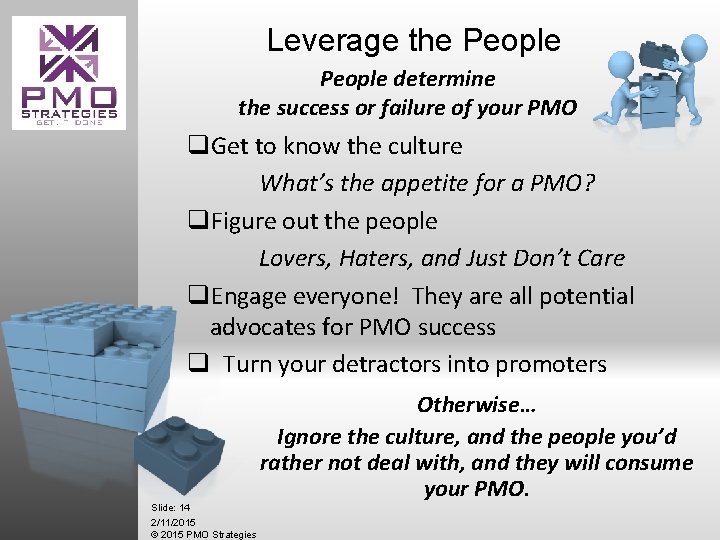 Leverage the People determine the success or failure of your PMO q. Get to