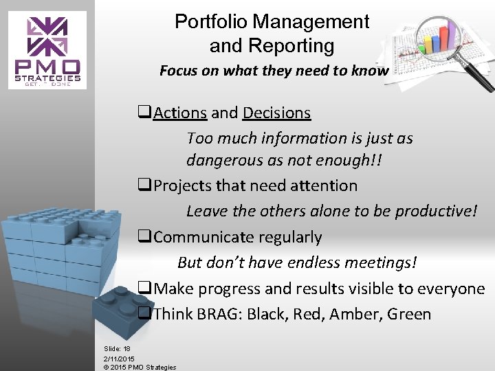 Portfolio Management and Reporting Focus on what they need to know q. Actions and