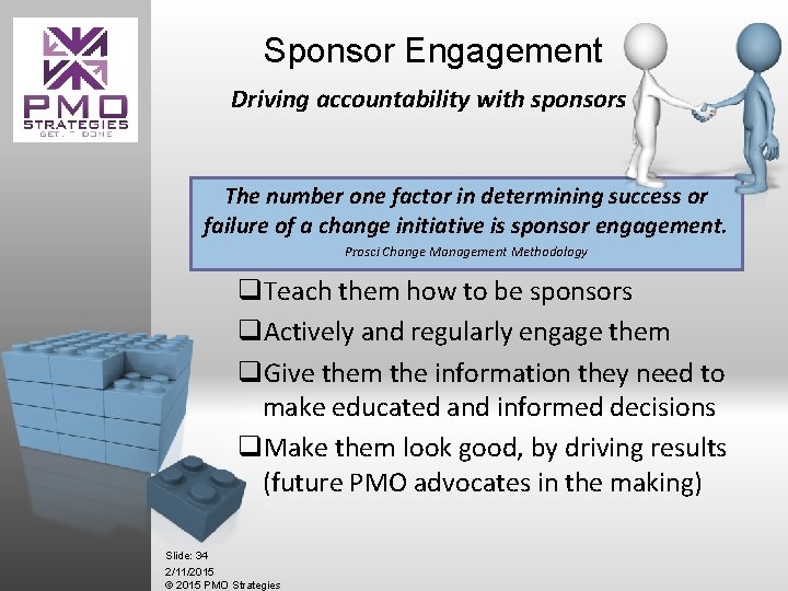 Sponsor Engagement Driving accountability with sponsors The number one factor in determining success or