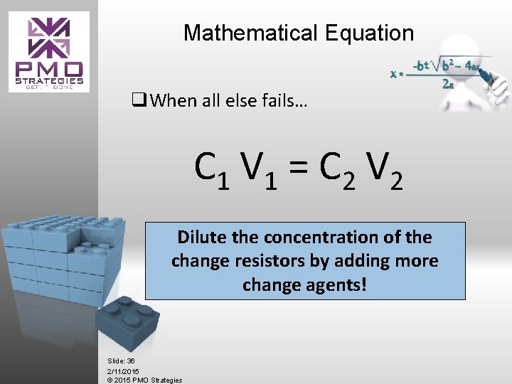 Mathematical Equation q. When all else fails… C 1 V 1 = C 2