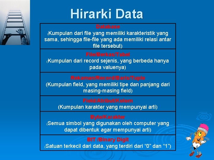 Hirarki Database (Kumpulan dari file yang memiliki karakteristik yang sama, sehingga file-file yang ada