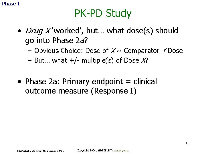 Phase 1 PK-PD Study • Drug X ‘worked’, but… what dose(s) should go into