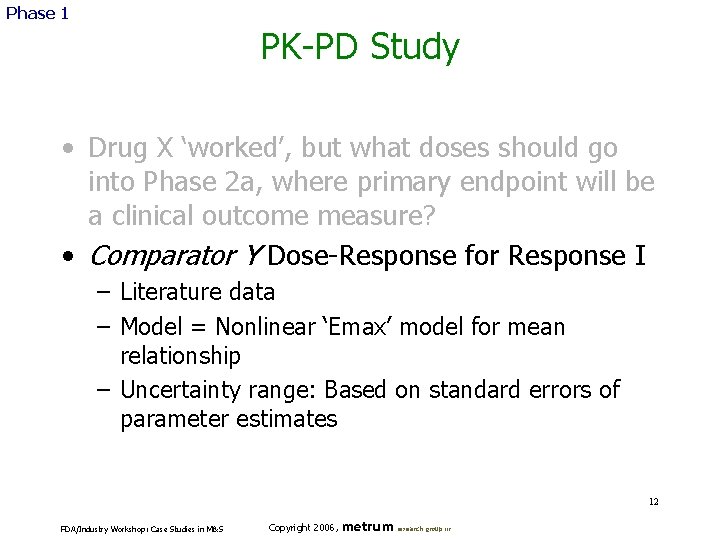 Phase 1 PK-PD Study • Drug X ‘worked’, but what doses should go into