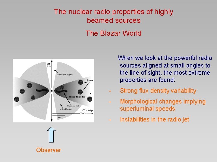 The nuclear radio properties of highly beamed sources The Blazar World When we look