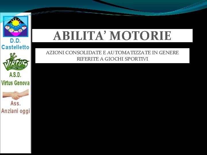 ABILITA’ MOTORIE AZIONI CONSOLIDATE E AUTOMATIZZATE IN GENERE RIFERITE A GIOCHI SPORTIVI SCIARE PATTINARE
