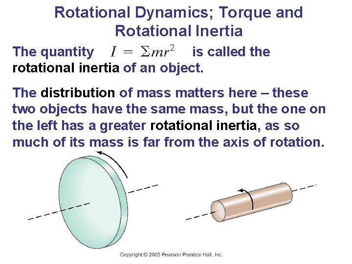Rotational Dynamics; Torque and Rotational Inertia The quantity is called the rotational inertia of