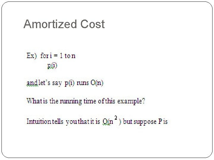 Amortized Cost Amortized Cost