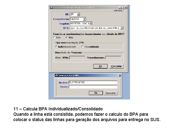 11 – Calcula BPA Individualizado/Consolidado Quando a linha está consistida, podemos fazer o calculo