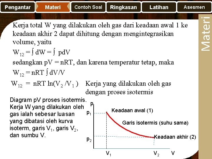 Materi Contoh Soal Ringkasan Latihan Asesmen Kerja total W yang dilakukan oleh gas dari