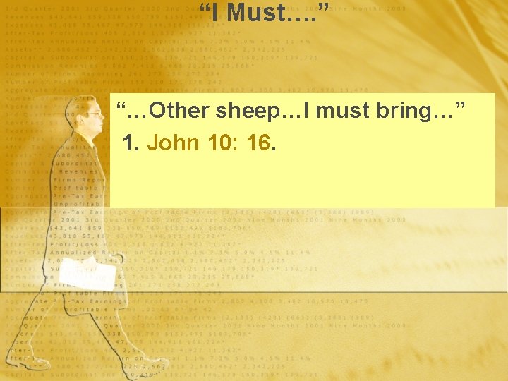 “I Must…. ” “…Other sheep…I must bring…” 1. John 10: 16. 