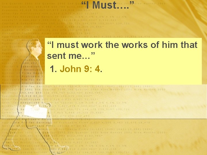“I Must…. ” “I must work the works of him that sent me…” 1.